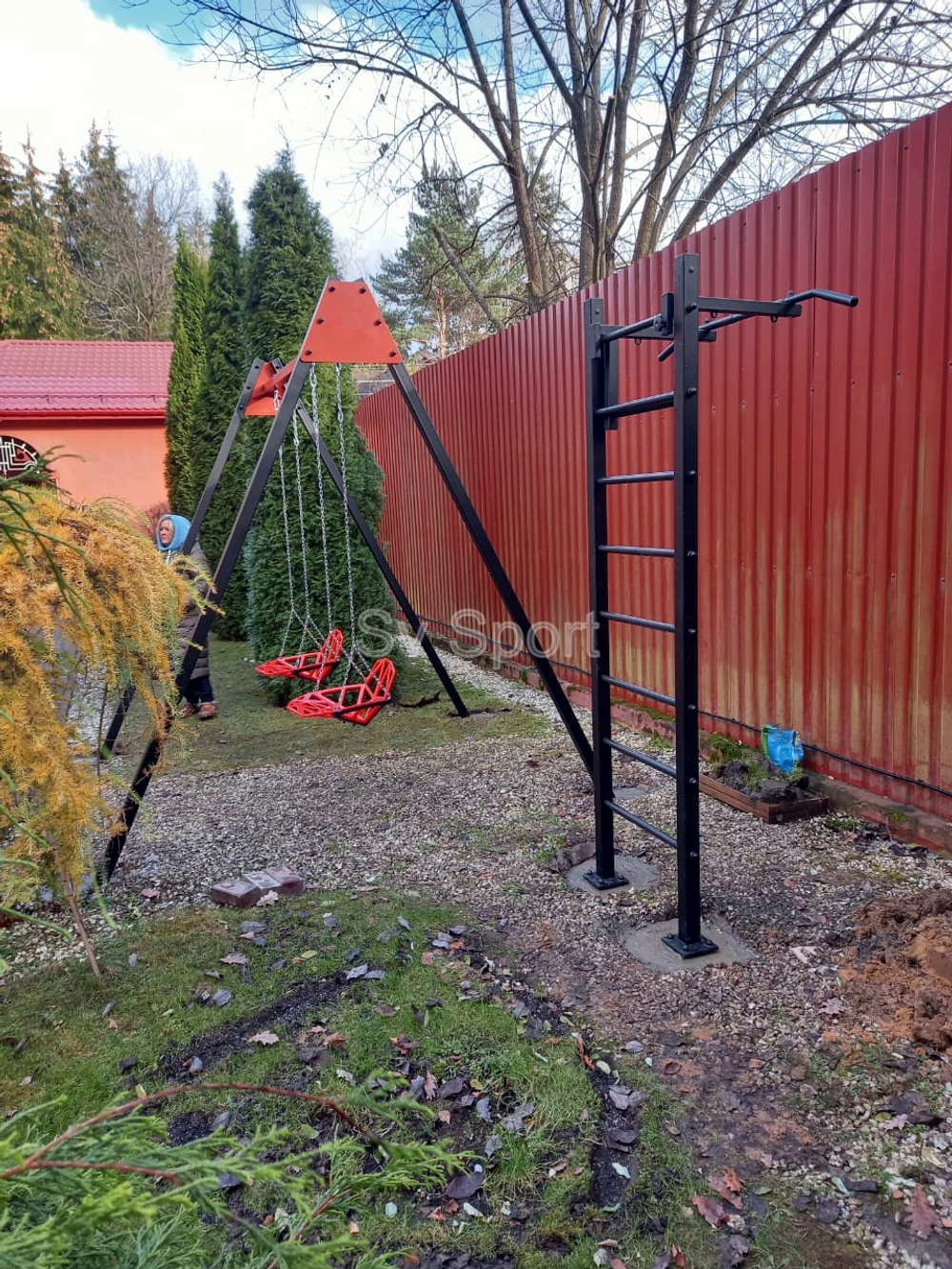 Монтаж уличной шведской стенки Sv Sport (2 вертикальных столба)