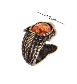 AM-2679 Кольцо «Рыба» (латунь, янтарь)