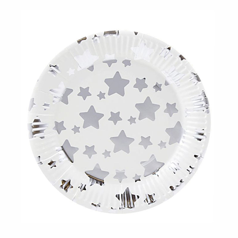 Тарелки "Звезды Серебряные" с серебряной печатью 18 см