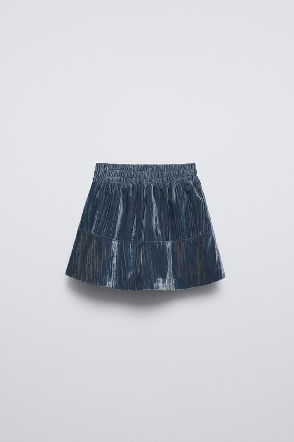 ZARA БАРХАТНАЯ ЮБКА-ШОРТЫ, ВЫЦВЕТШИЙ СИНИЙ