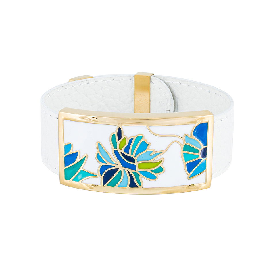 Браслет Fiore Luna на белом кожаном ремешке CB13599-1