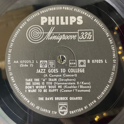 Винтажная виниловая пластинка LP The Dave Brubeck Quartet Jazz Goes To College (Нидерланды 1969)