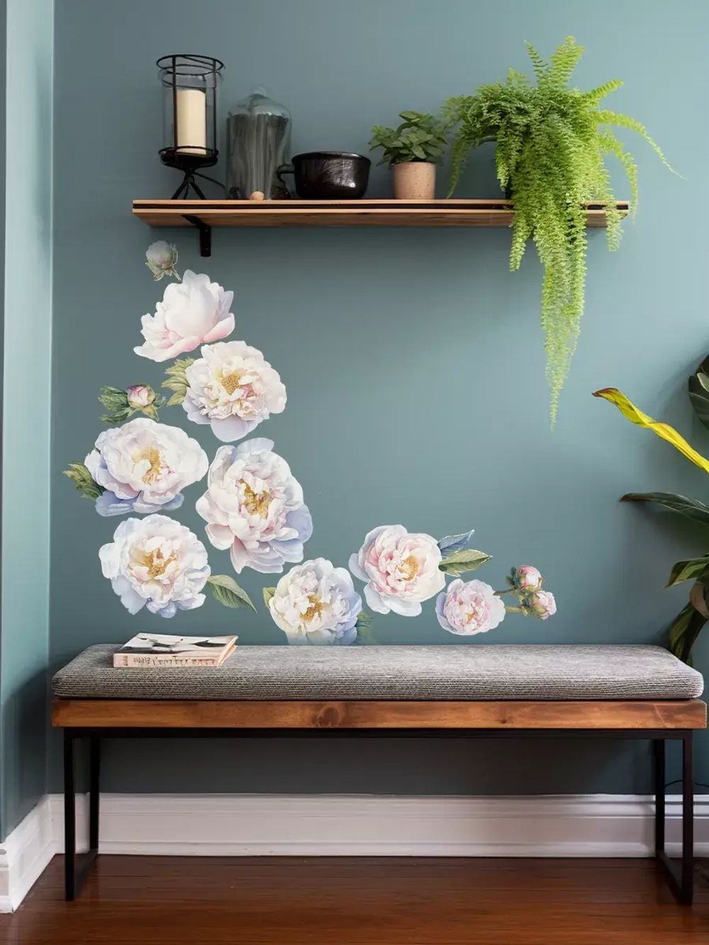 Интерьерная наклейка Пионы белые