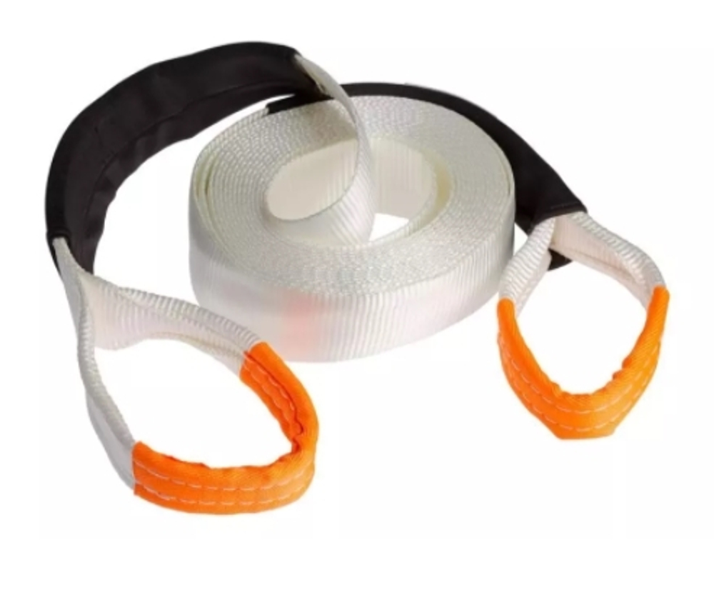 Стропа динамическая (Трос) 8 тонн, 7,5см* 9 м, Белый, нейлон, растяжения 20%, в Сумке