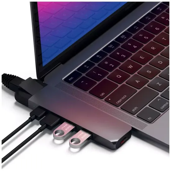 USB-концентратор Satechi Type-C Pro Hub Adapter with Ethernet (ST-TCPHE), разъемов: 3, space gray