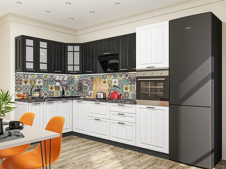 Угловая модульная кухня Прага-03 Венге Премиум/Белое дерево - Graphite 2140*1600/2800*600