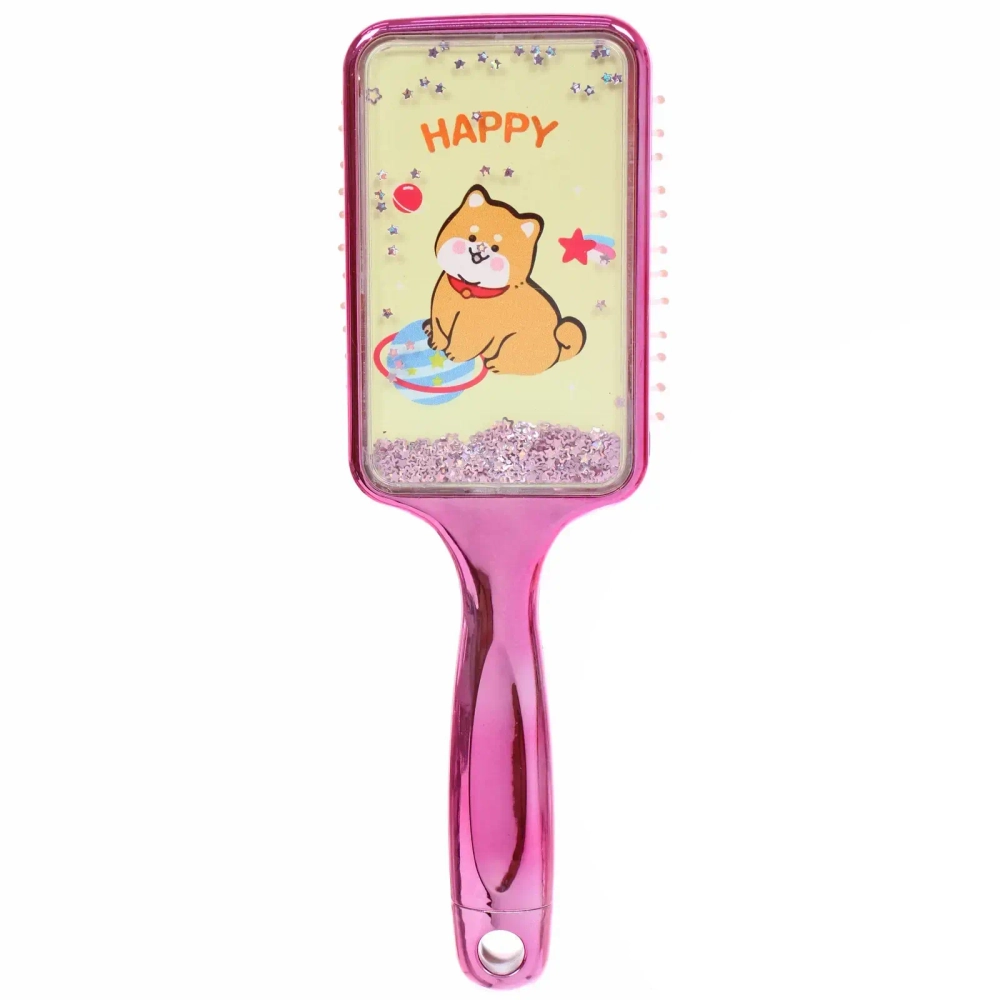 Расческа массажная зеркальная «Animals», милые корги, микс 4 цвета, 7*22 см (блистер Ultramarine)