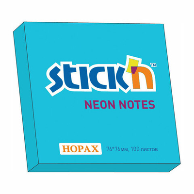 Блок-стикер 76*76 100л HOPAX "Neon" 21209 голубой
