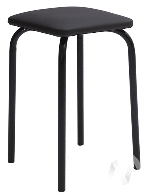 Табурет с мягким сиденьем (металлокаркас черный/кожзам черный)