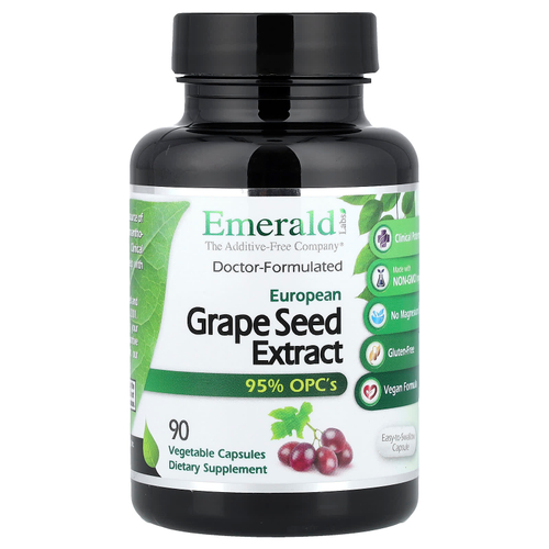Emerald Laboratories, Экстракт европейских виноградных косточек, 90 растительных капсул