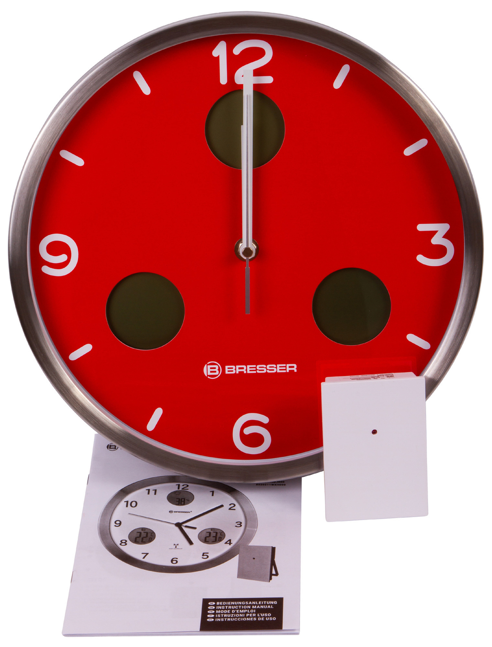Часы настенные Bresser MyTime io NX Thermo/Hygro, 30 см, красные