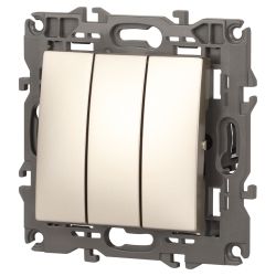 14-1107-04 ЭРА Выключатель тройной, 10АХ-250В, IP20, Эра Elegance, шампань | Elegance Шампань