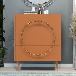 Комод Арт Колор matte Классик Голд с 3 ящиками Томленый оранжевый матовый