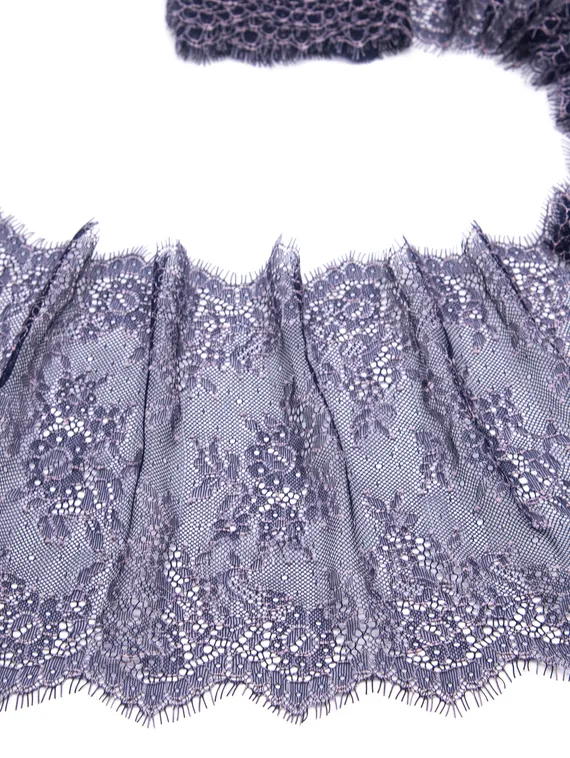 01-11 Кружево шантильи 21 см, черника/пудра