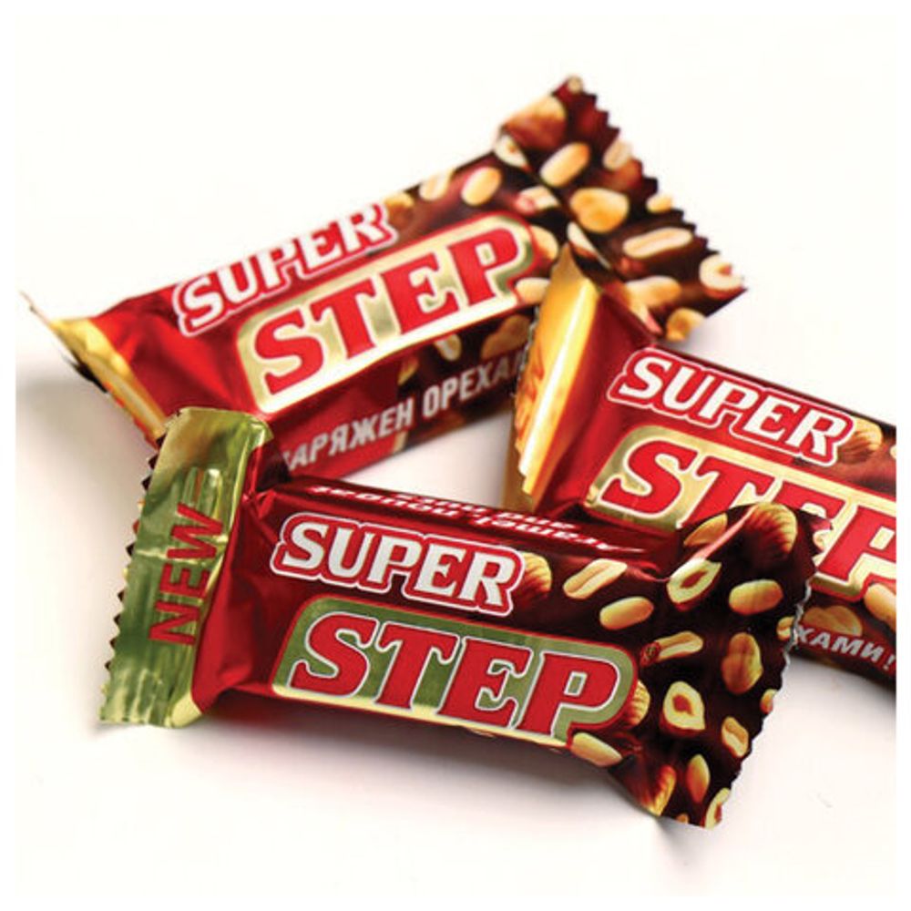 Конфеты шоколадные СЛАВЯНКА "Super Step" двухслойные, нуга с арахисом, 1000 г, пакет, 20465