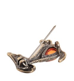 AM-2534 Брошь «Собака Гаф» (латунь, янтарь)