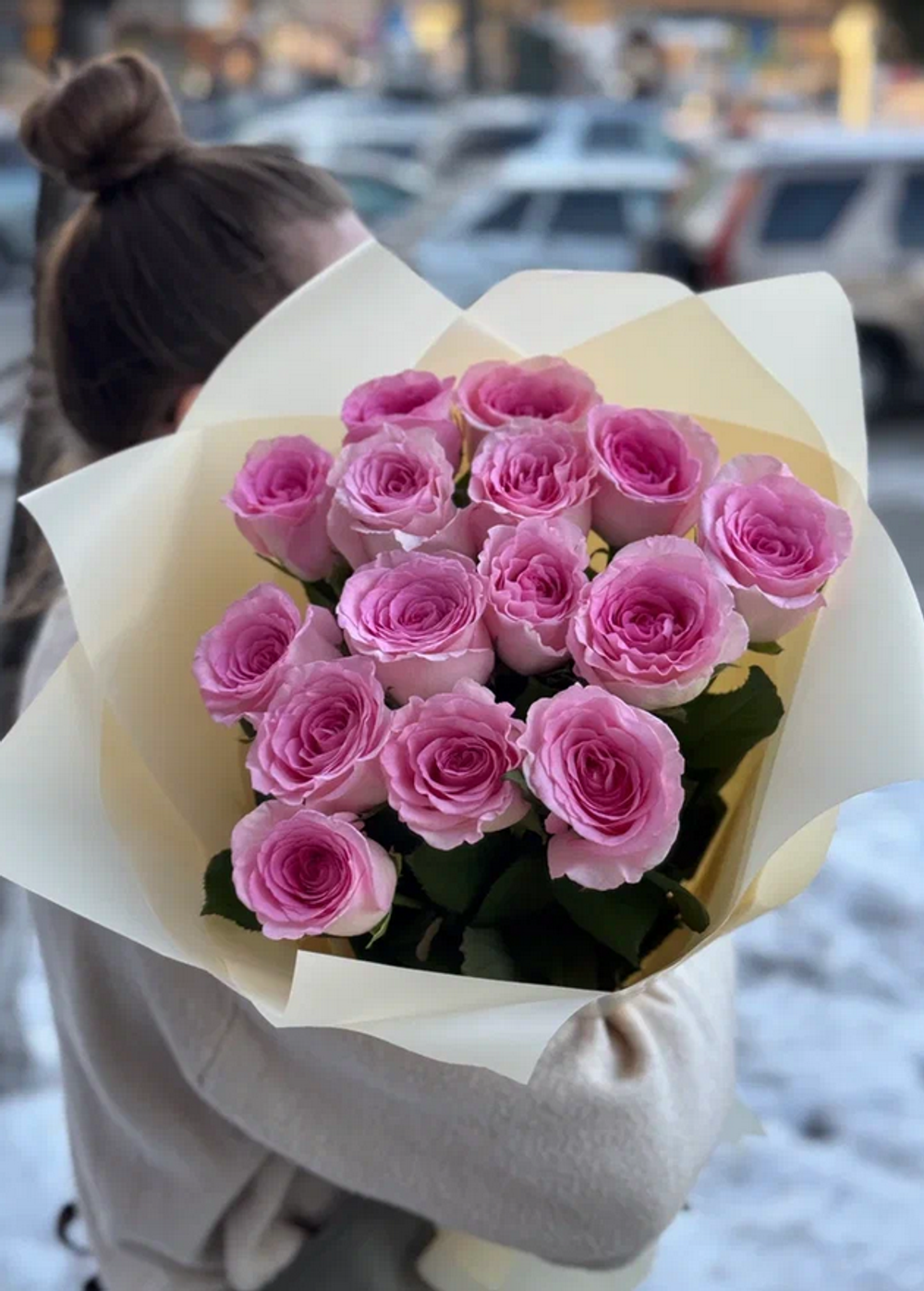 Букет из 15 роз Мандала 60см