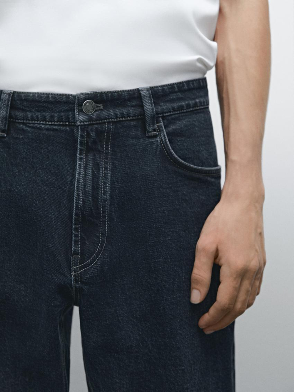 Massimo Dutti Зауженные джинсы из смесового хлопка, индиго