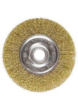 Щетка для УШМ, 125 мм, посадка 22,2 мм, плоская, латунированная витая проволока Matrix 74656
