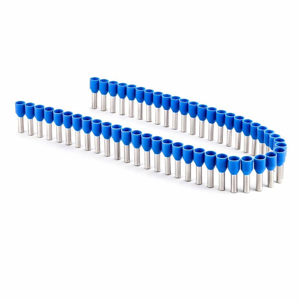 Наконечник-гильза с изолированным фланцем в ленте для кабеля сечением 2,5кв., длина контактной части 8, синий