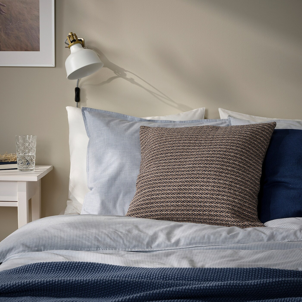 IKEA MOROTSMOTT  (ИКЕА МОРОТСМОТТ)  -  Наволочка, серо-бежевый/антрацит, 50x50 см