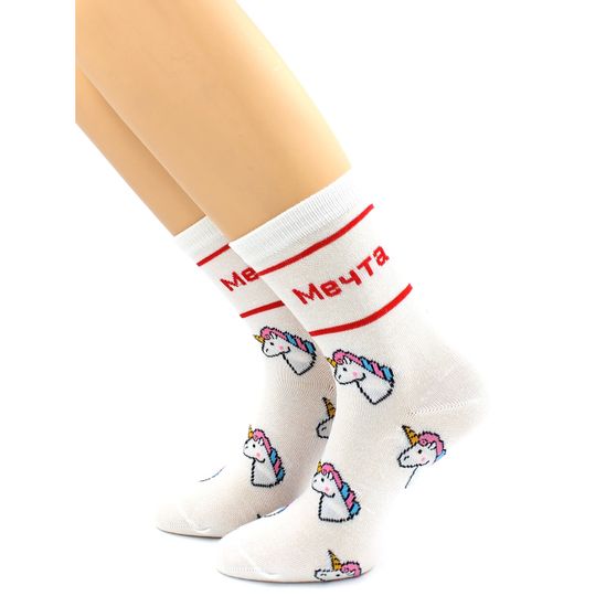 Носки с принтом "Единорог мечта" белые Hobby Line