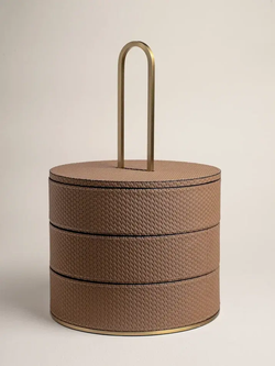 Шкатулка Трансформер круглая Коричневая