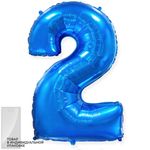 Шар (40"/102 см) Цифра, 2, Синий, 1 шт. в упак.