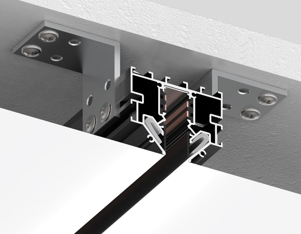 Ambrella Шинопровод для монтажа в натяжной ПВХ потолок системы крепления Гарпун 3м черный Magnetic standard 48V 10mm Track System GL1950