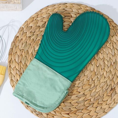 Зеленая рукавица для горячего с манжетой «Профи» (Цвет: не задано)