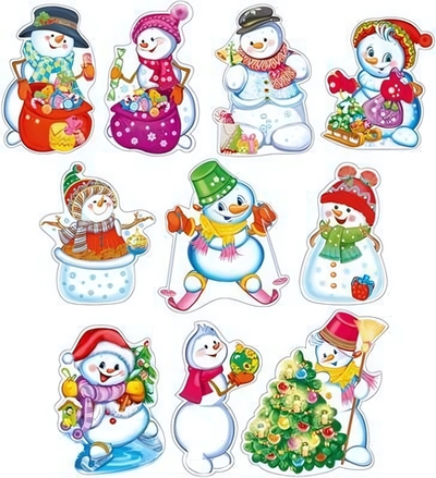 Набор украшений на скотче "Веселые снеговички"