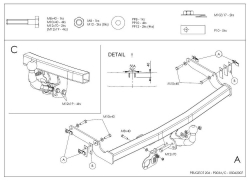 Фаркоп оцинкованный Galia P003A для Peugeot 206 хетчбек 3/5 дверей, купе, кабриолет 1998-2003(паспорт и сертификат в комплекте)(без электрики)