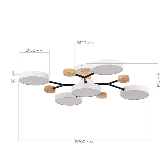 SLE6006-502-05 Светильник потолочный Белый/Белый LED 5*12W 3000K/4500K/6000K FAEMA