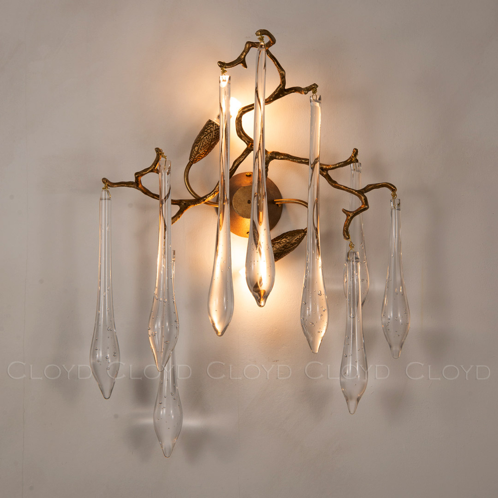 Бра Cloyd SURINAM W2 / выс. 55 см - латунь - бесцвет. стекло (арт.20282)