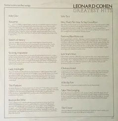 Leonard Cohen Greatest Hits LP