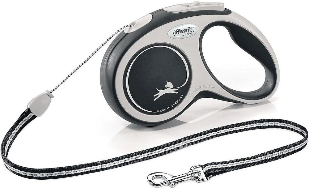 flexi рулетка NEW LINE Comfort S (до 12 кг) трос 5 м серый/черный flexi рулетка NEW LINE Comfort S (до 12 кг) трос 5 м серый/черный