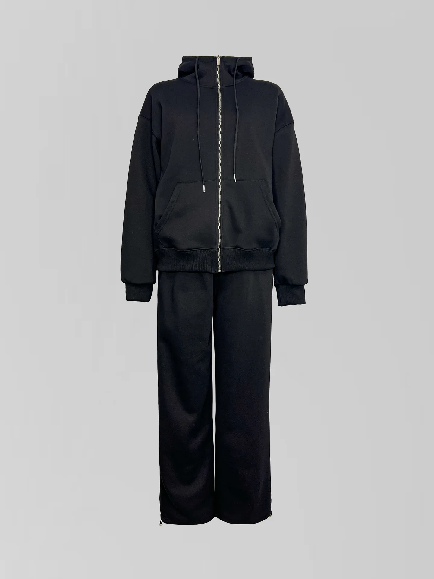 Спортивный костюм-тройка 23367 из зип-кофты, прямых штанов на кулиске и жилета