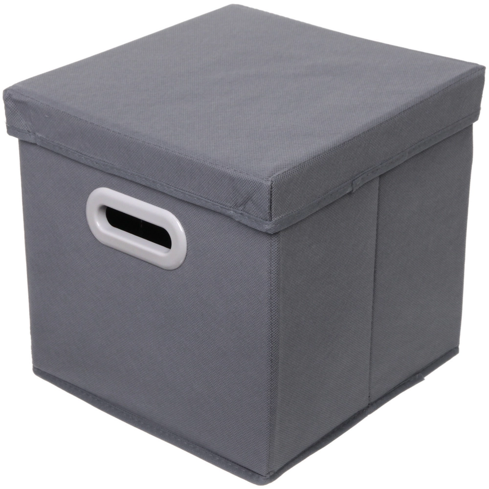 Короб - органайзер складной стеллажный для хранения вещей с крышкой «ДОМания», цвет серый, 28*28*28см (лейбл)