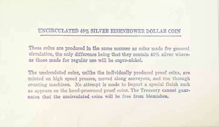 1 доллар (dollar) 1971 США "Эйзенхауэр" + жетон, в запайке
