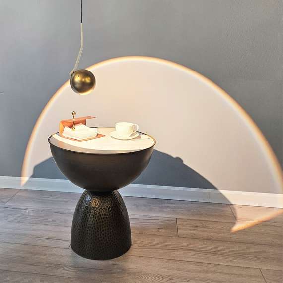 Журнальный столик Drum, Ø51х50 см, белая керамика, латунь