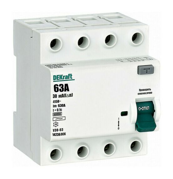 УЗО DEKraft 4П 63А/30мА 00593