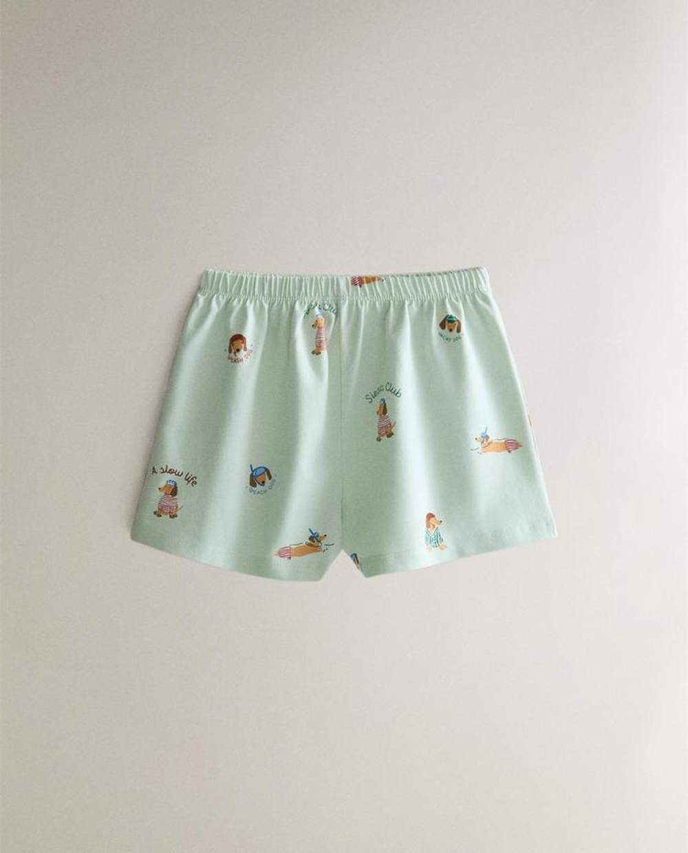 ZARA HOME ДЕТСКАЯ ПИЖАМА С СОБАЧКАМИ, ЭКРЮ/ЗЕЛЕНЫЙ