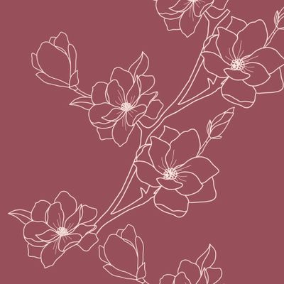 Магнолия цветущая, паттерн нарисованный в procreate.