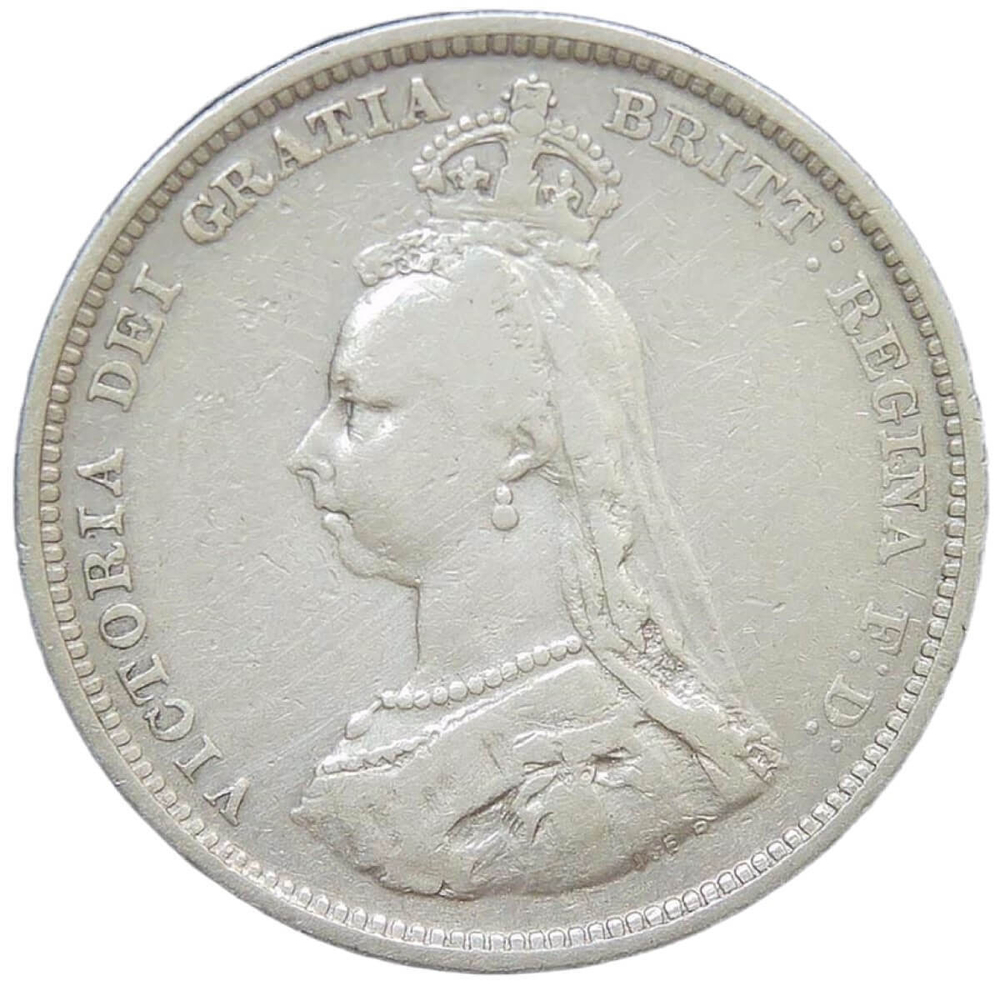 Великобритания 1 шиллинг (shilling) 1887 с портретом королевы Виктории (VF)