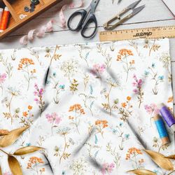Ткань кулирная гладь одуванчики, рябина и подснежники