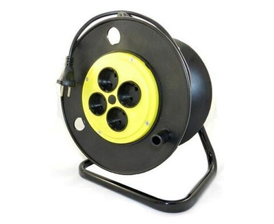 Jett силовой удлинитель на пласт. катуш. ПВС 2х0.75 4 розетка 25 м 6A (макс. ток 10A) 153-325