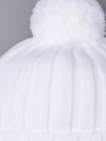 Шапка детская осенняя вязаная с помпоном