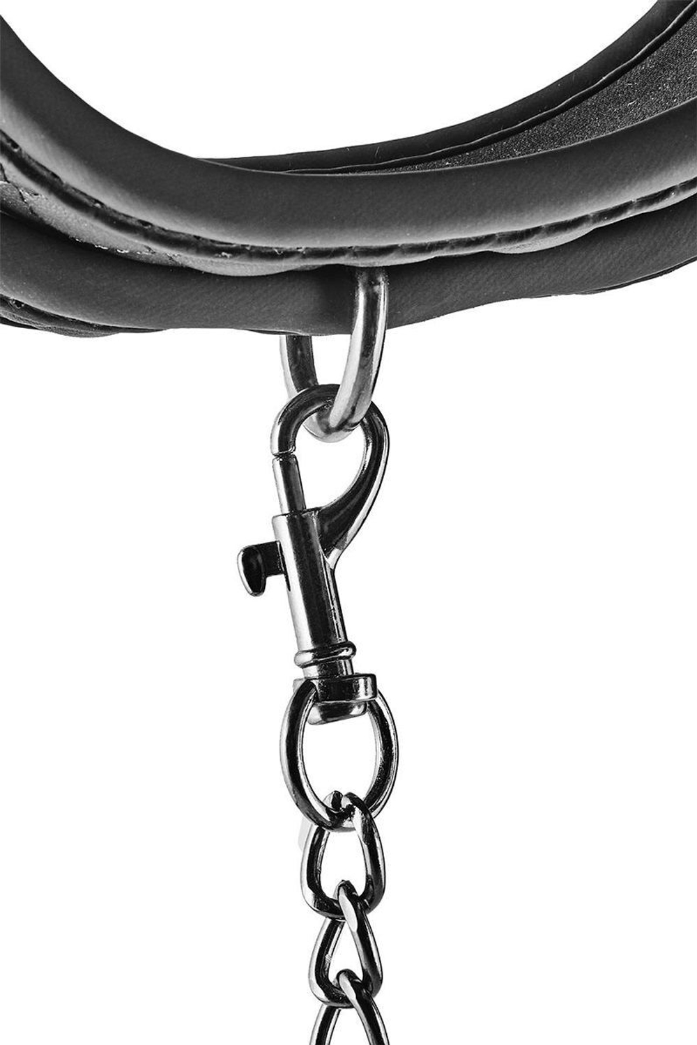 Черный ошейник с поводком COLLAR LEASH DIAMOND (Цвет: черный)