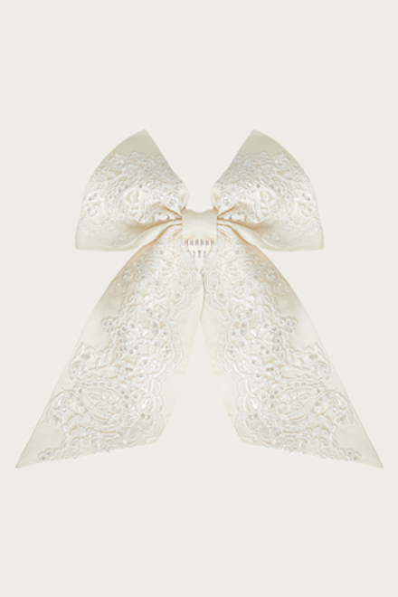 Заколка-бант на гребне с вышивкой