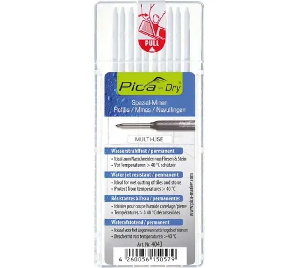 PICA-MARKER 4043 К-т грифелей для карандаша Pica-Dry Special (10 шт, белые)